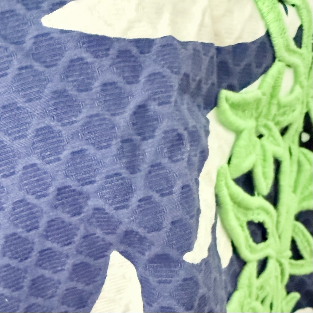 🦜Lilly Pulitzer Delia Bright Navy Johnny B Applied Lace Front Shift Dress Sz 0 - Picture 4 of 10